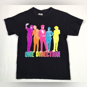 ONE‎ DIRECTION Youth Rainbow Graphic Band Tee M Vintage Y2K Neon Boy Band Merch